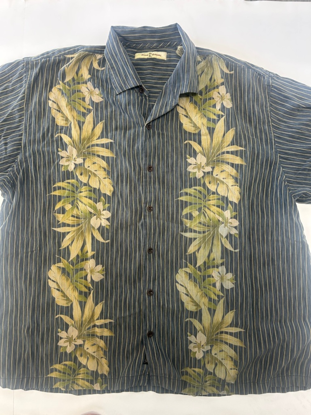 Tommy Bahama Blue Striped Floral camp shirt XXL